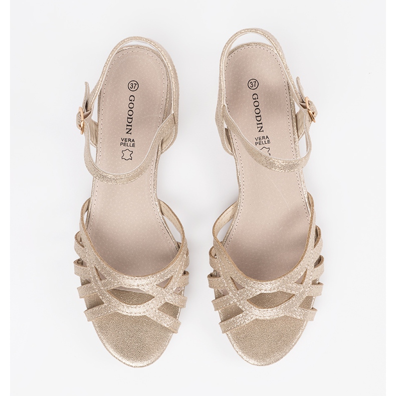 Goodin Gold sandals with a leather insert golden 1 Goodin Gold sandals with a leather insert golden 1