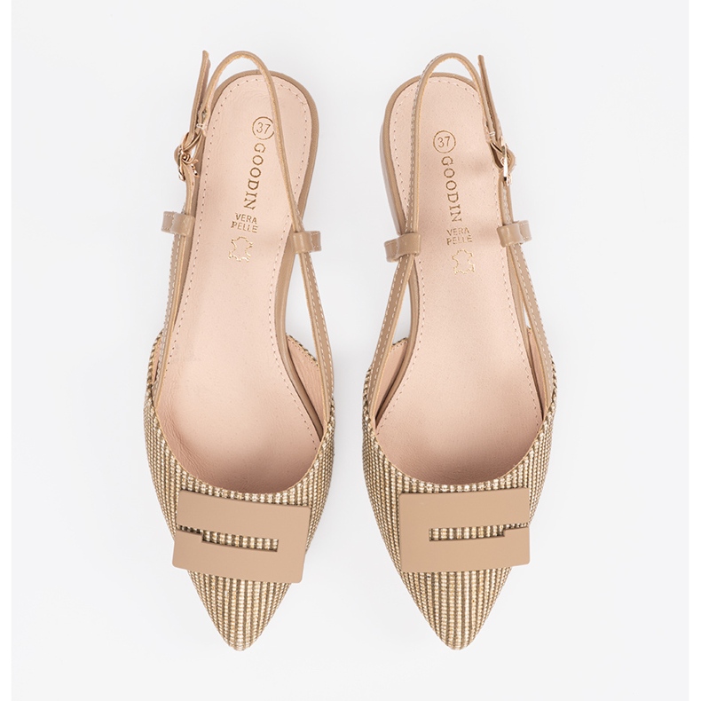 Goodin Taupe sandals with an open heel beige 2