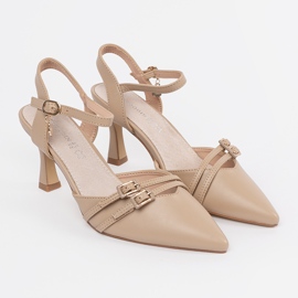 Goodin Beige pumps with an open heel 1 Goodin Beige pumps with an open heel 1
