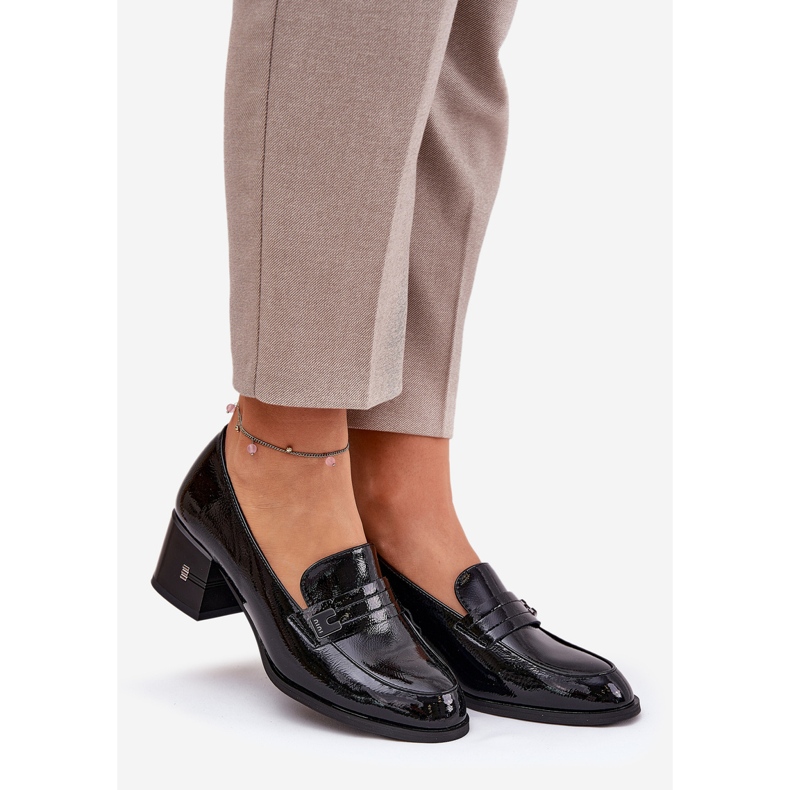 Painted leather shoes with Vinceza 18105 black high heels 1