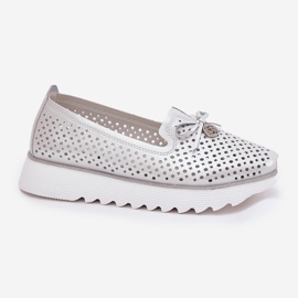 S.Barski Leather openwork women's shoes made of natural leather LR51-631 silver 4