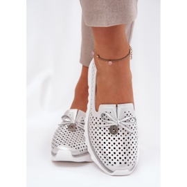 S.Barski Leather openwork women's shoes made of natural leather LR51-631 silver 3