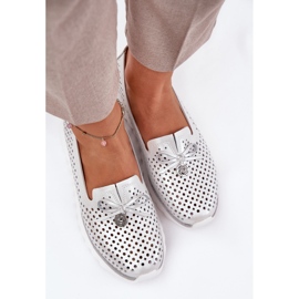 S.Barski Leather openwork women's shoes made of natural leather LR51-631 silver 5