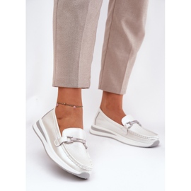 Women's leather loafers s.barski gr51-598 pearl silver 2