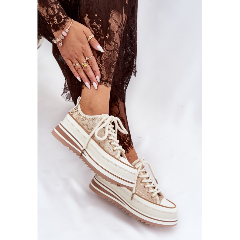 S.Barski Women's sneakers on a massive platform S. Barski BF51-101 beige 2