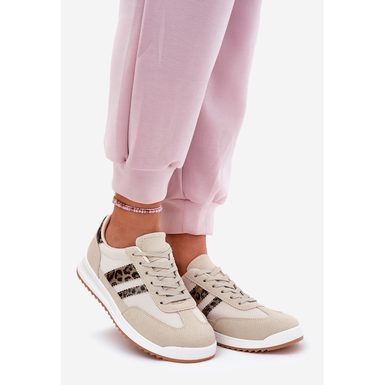 Evento Women's sneakers with eco suede leopard beige 1 Evento Women's sneakers with eco suede leopard beige 1