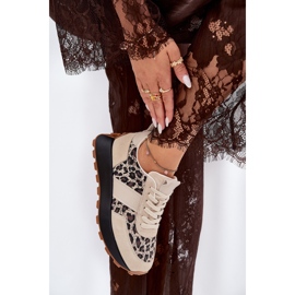 Women's suede sneakers on the platform leopard Vinceza 66793 beige 1