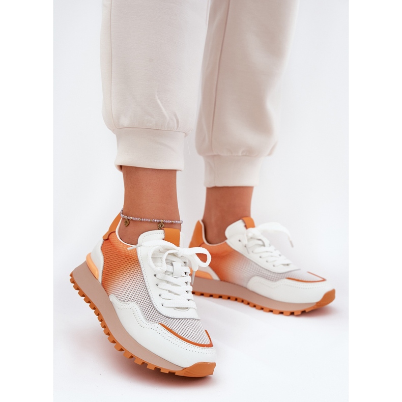 Leather sports shoes with Vinceza 66775 women's mesh orange 2 Leather sports shoes with Vinceza 66775 women's mesh orange 2