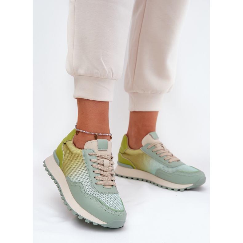 Leather sports shoes with Vinceza 66775 women's mesh green 2 Leather sports shoes with Vinceza 66775 women's mesh green 2