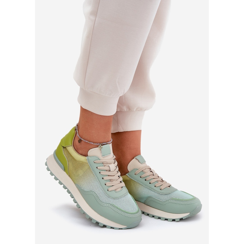 Leather sports shoes with Vinceza 66775 women's mesh green 1 Leather sports shoes with Vinceza 66775 women's mesh green 1