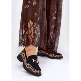 Suede moccasins women's Vinceza 66791 black leopard print 2