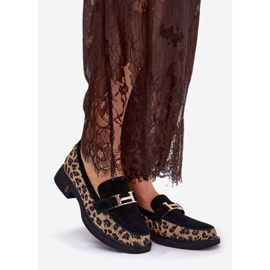 Suede moccasins women's Vinceza 66791 black leopard print 1