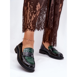 Painted Vinceza Women's Leather Moccasins 91125 Green-Black 2 Painted Vinceza Women's Leather Moccasins 91125 Green-Black 2