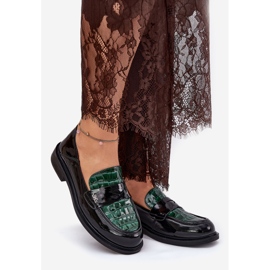 Painted Vinceza Women's Leather Moccasins 91125 Green-Black 1