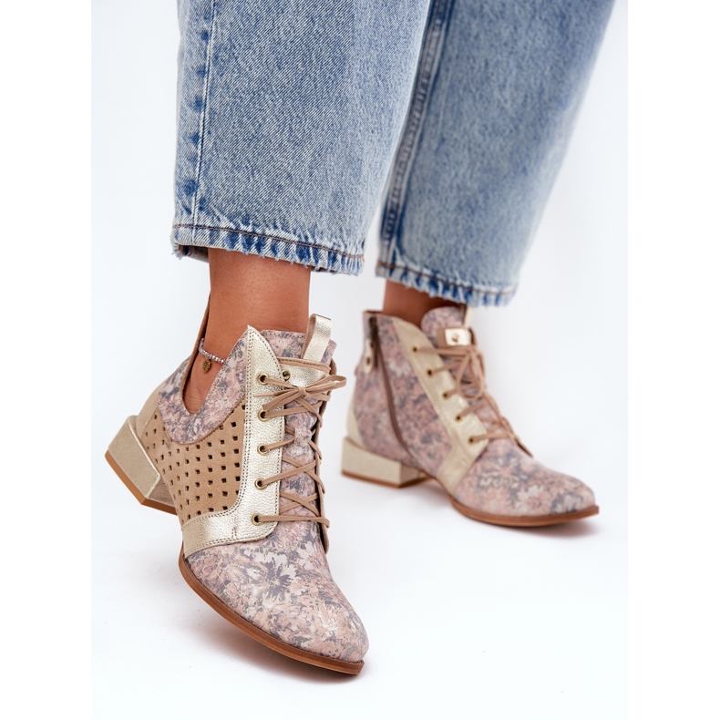 Leather boots Maciejka boots 05541-04 beige-gold 2