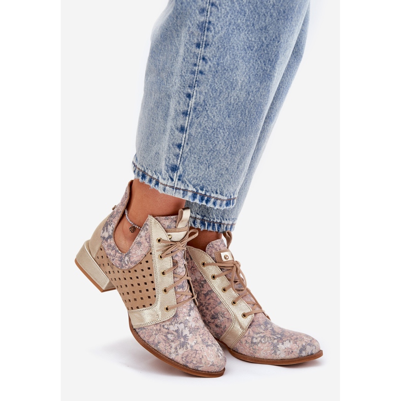 Leather boots Maciejka boots 05541-04 beige-gold 1