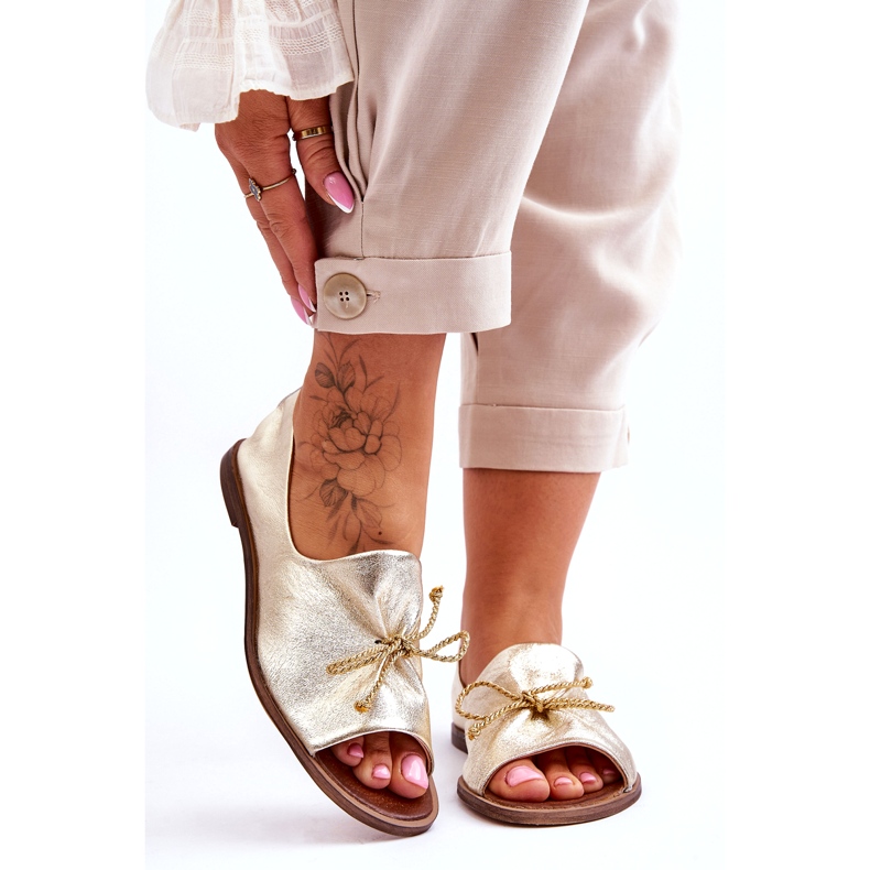 Women's leather ballerinas Zazoo 2660/064 PLN golden 1