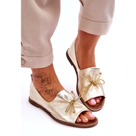 Women's leather ballerinas Zazoo 2660/064 PLN golden 2