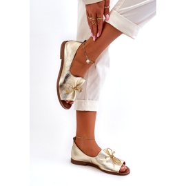 Women's leather ballerinas Zazoo 2660/064 PLN golden 4