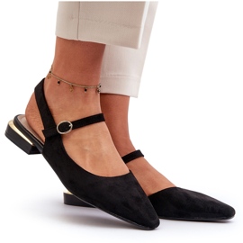 Women's Ballerinas On Low Heels With Open Heels Sergio Leone SK831 Black 4