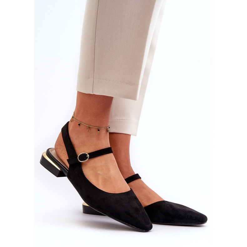 Women's Ballerinas On Low Heels With Open Heels Sergio Leone SK831 Black 1