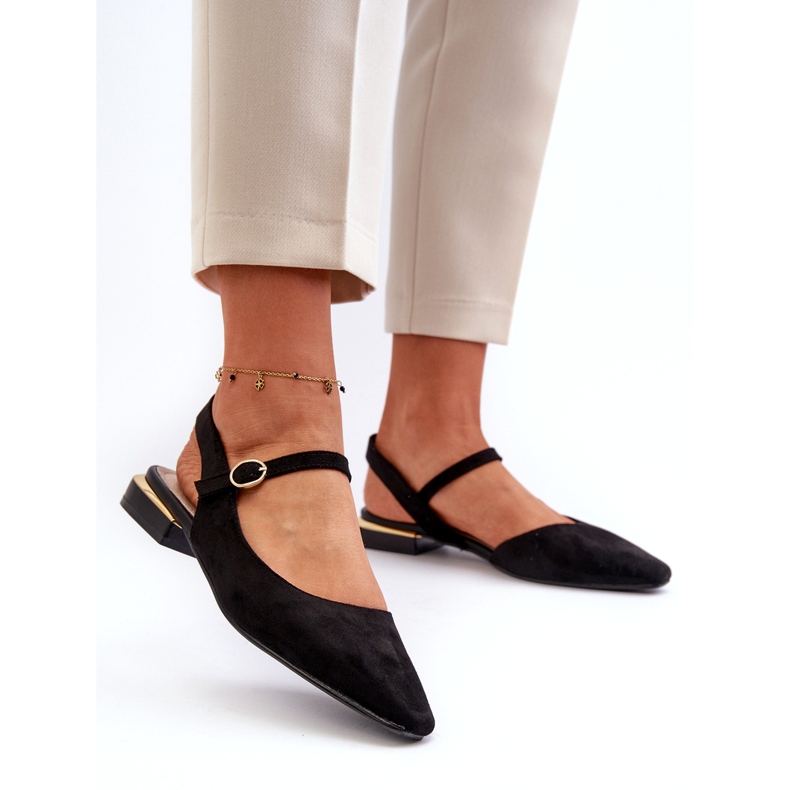 Women's Ballerinas On Low Heels With Open Heels Sergio Leone SK831 Black 2