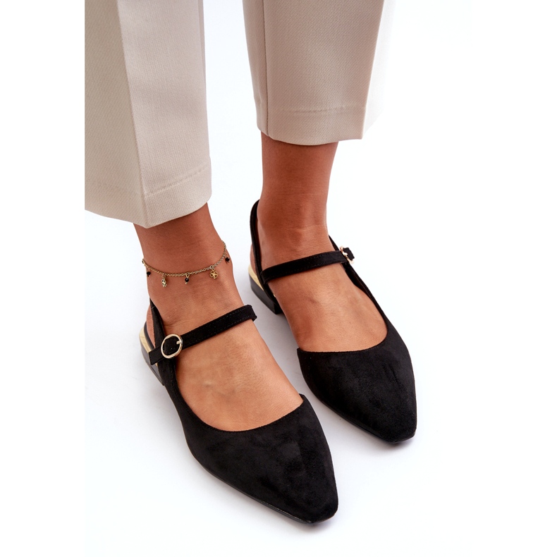 Women's Ballerinas On Low Heels With Open Heels Sergio Leone SK831 Black 3