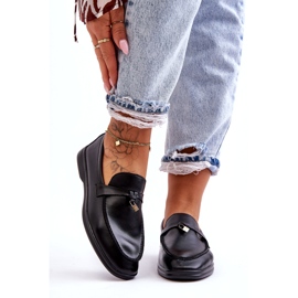 Women's black loafers with a decorative padlock 4 Women's black loafers with a decorative padlock 4