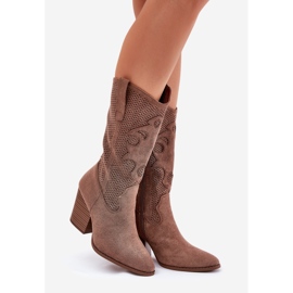 S.Barski Cowboy boots openwork boots on the S. Barski HY51-606 post brown 1