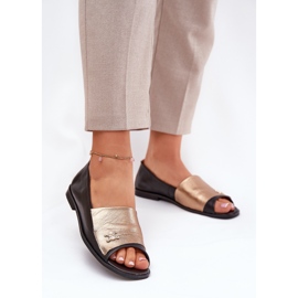 Leather elegant ballerinas with bare fingers Zazoo 1865 gold-black 2 Leather elegant ballerinas with bare fingers Zazoo 1865 gold-black 2