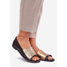 Leather elegant ballerinas with bare fingers Zazoo 1865 gold-black 1 Leather elegant ballerinas with bare fingers Zazoo 1865 gold-black 1