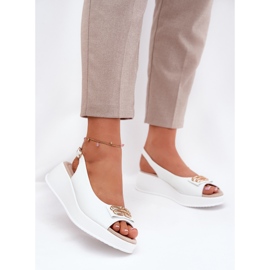 S.Barski Women's leather sandals with a decorative detail S. Barski LR51-593 White 2