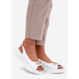 S.Barski Women's leather sandals with a decorative detail S. Barski LR51-593 White 1