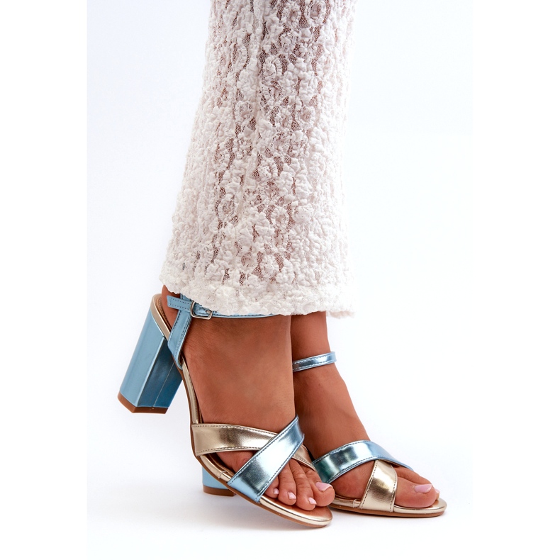 Seastar Eco-leather women's sandals on the blue-gold post 1 Seastar Eco-leather women's sandals on the blue-gold post 1