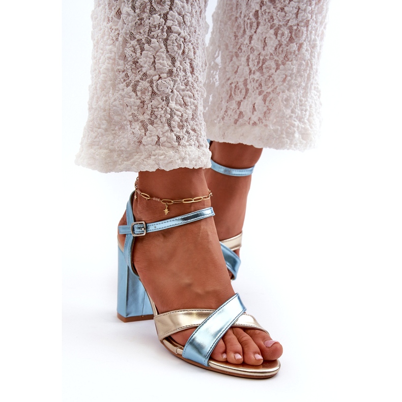 Seastar Eco-leather women's sandals on the blue-gold post 3 Seastar Eco-leather women's sandals on the blue-gold post 3