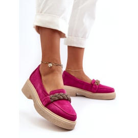 Zazoo 3429/W women's suede leather loafers with an ornament of fuchsia pink 1 Zazoo 3429/W women's suede leather loafers with an ornament of fuchsia pink 1
