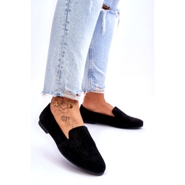 S.Barski Leather suede Looms of Women's Openwork Black 2