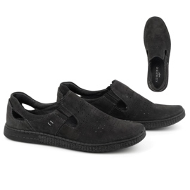 KOMODO Men's Leather Moccasin Shoes 864 Black 1