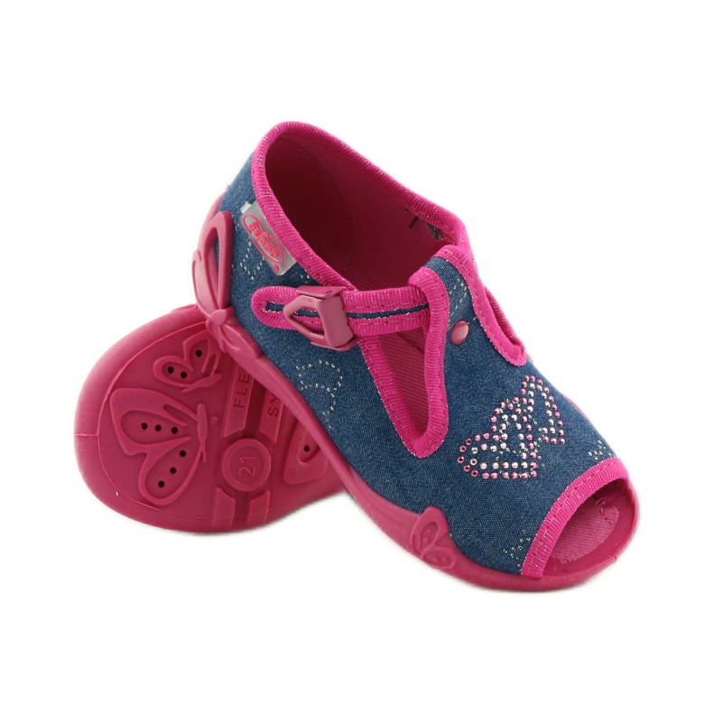 Befado 213p101 slippers with a heart navy blue pink 3 Befado 213p101 slippers with a heart navy blue pink 3