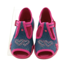 Befado 213p101 slippers with a heart navy blue pink 4