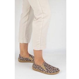 Barefoot Women's Leather Shoes POLLONUS Slipped 5-1308-023 leopard print beige 2