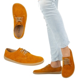 Women's leather pollonus barefoot 5-1288-025 yellow velor 2