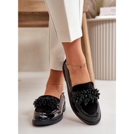 S.Barski Women's varnished loafers S. Barski HY369A black with an ornament 4