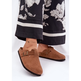 Women's suede flip -flops with Big Star RR274A387 brown buckle 2 Women's suede flip -flops with Big Star RR274A387 brown buckle 2