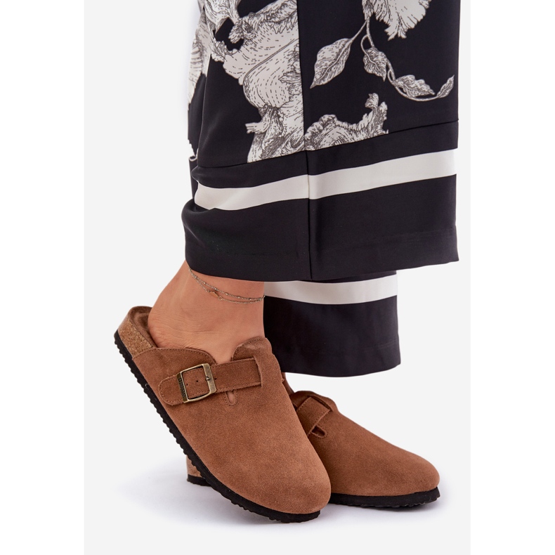 Women's suede flip -flops with Big Star RR274A387 brown buckle 1 Women's suede flip -flops with Big Star RR274A387 brown buckle 1