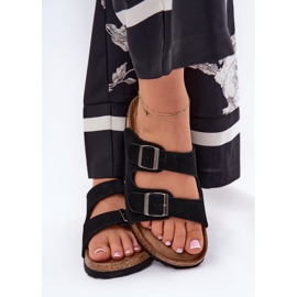 Women's suede flip flops with Big Star RR274A390 Black buckles 2