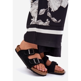 Women's suede flip flops with Big Star RR274A390 Black buckles 1