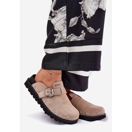 Suede flip -flops women's clogs on the platform Big Star RR274A376 beige 1