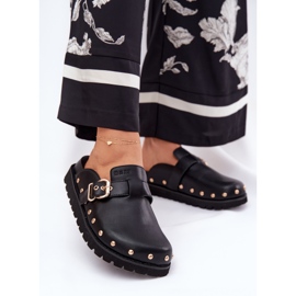 Leather flip -flops women's clogs on the Big Star RR274A378 Black platform 2 Leather flip -flops women's clogs on the Big Star RR274A378 Black platform 2