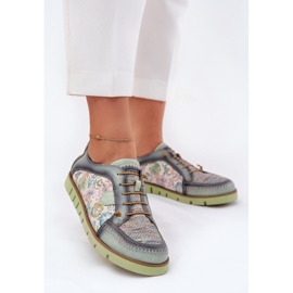 Women's leather shoes patterned maciejka 06784-09 green 2 Women's leather shoes patterned maciejka 06784-09 green 2